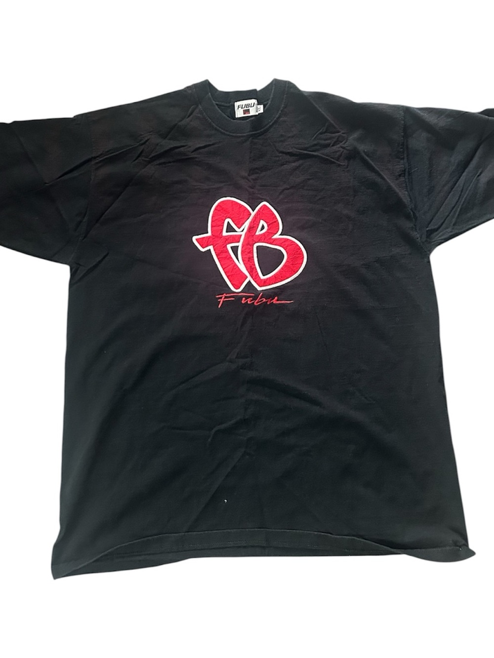 FUBU Black Short-Sleeve Tee with Red FB Heart Logo